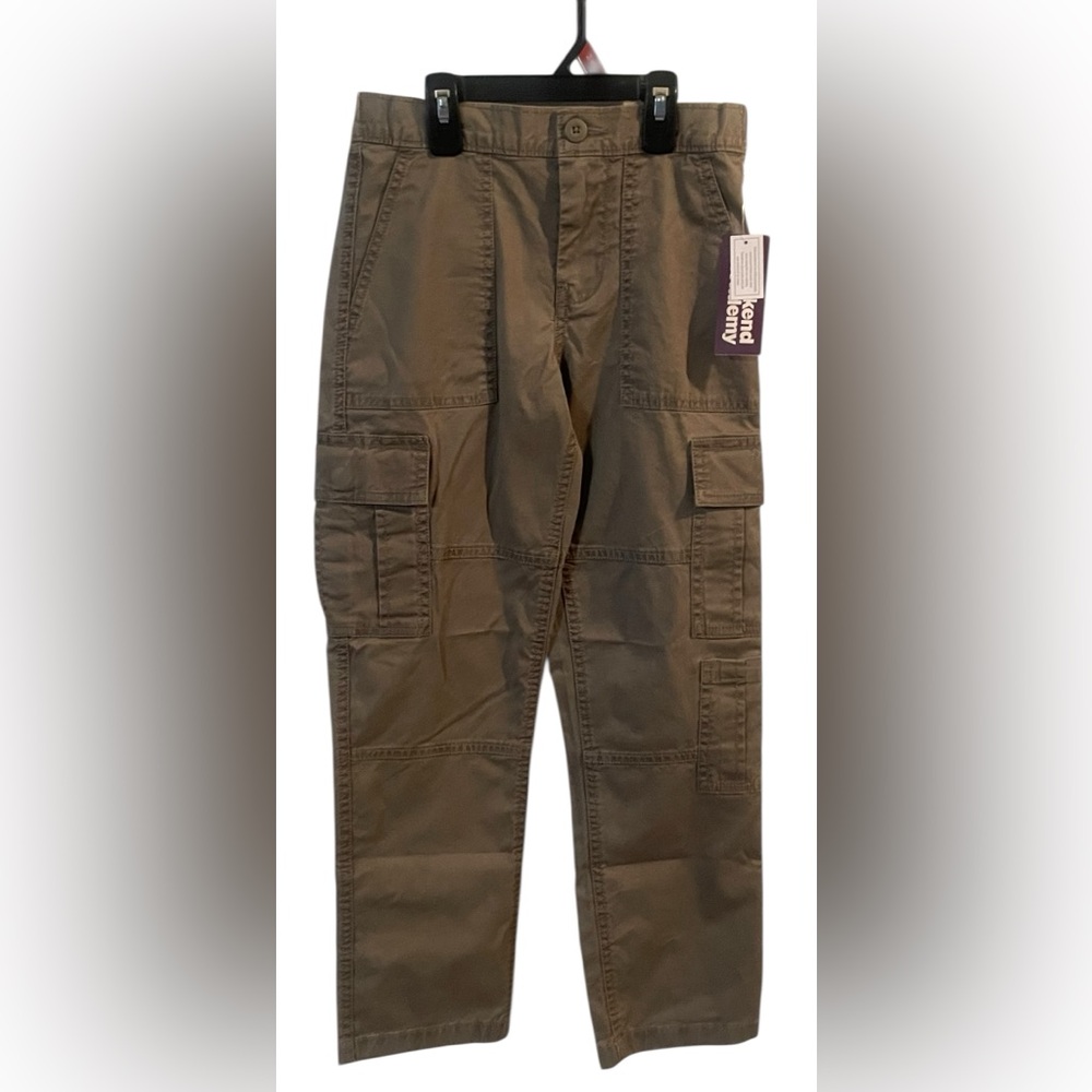 Weekend Academy Boys Cargo Pants M (8) Light Taupe Straight‎ Leg NWT